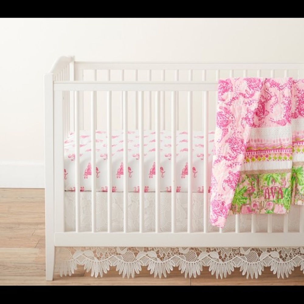 Lill Pullitzer Pottery Barn Crib Skirt Eyelet Trim